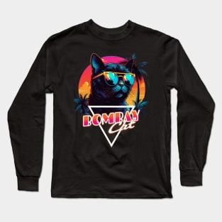 Retro Wave Bombay Cat Miami Shirt Long Sleeve T-Shirt